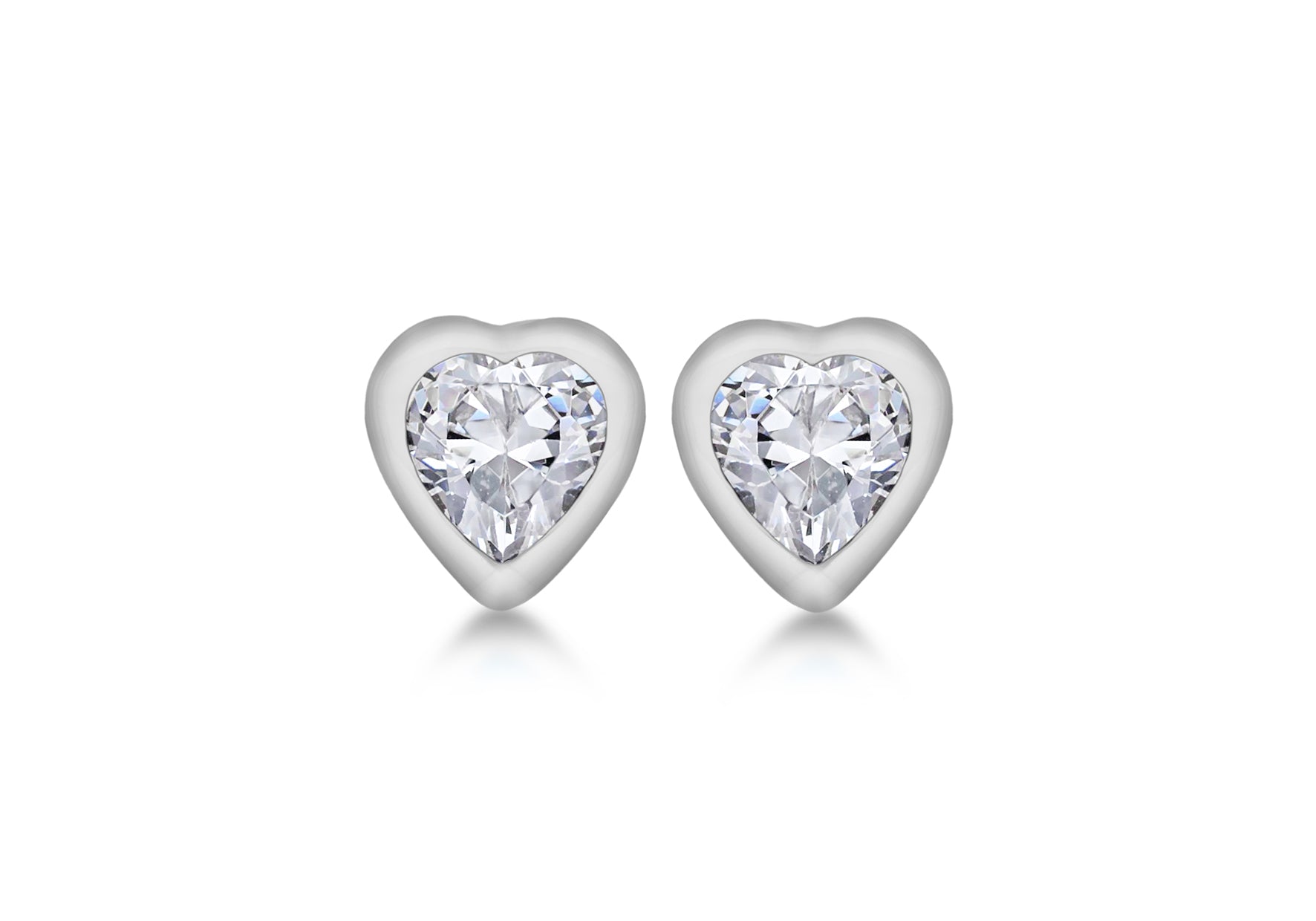 SILVER RHO WHT Zirconia  HRT STUD ER9