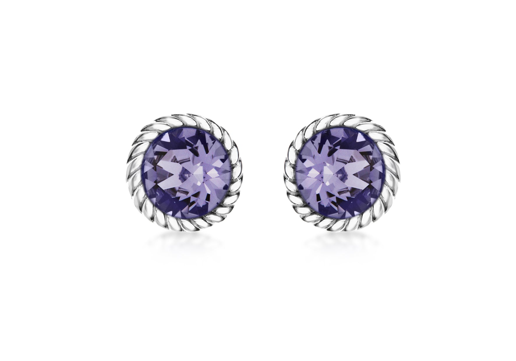 Sterling Silver Violet Swarovski Crystal December Birthstone Stud Earrings