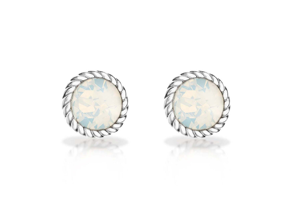 Sterling Silver Opal October Birthstone Stud Earrings