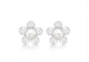 Sterling Silver Flower and Pearl Stud Earrings