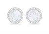 Sterling Silver Rhodium Plated Floating Zirconia  Stones Round Stud Earrings