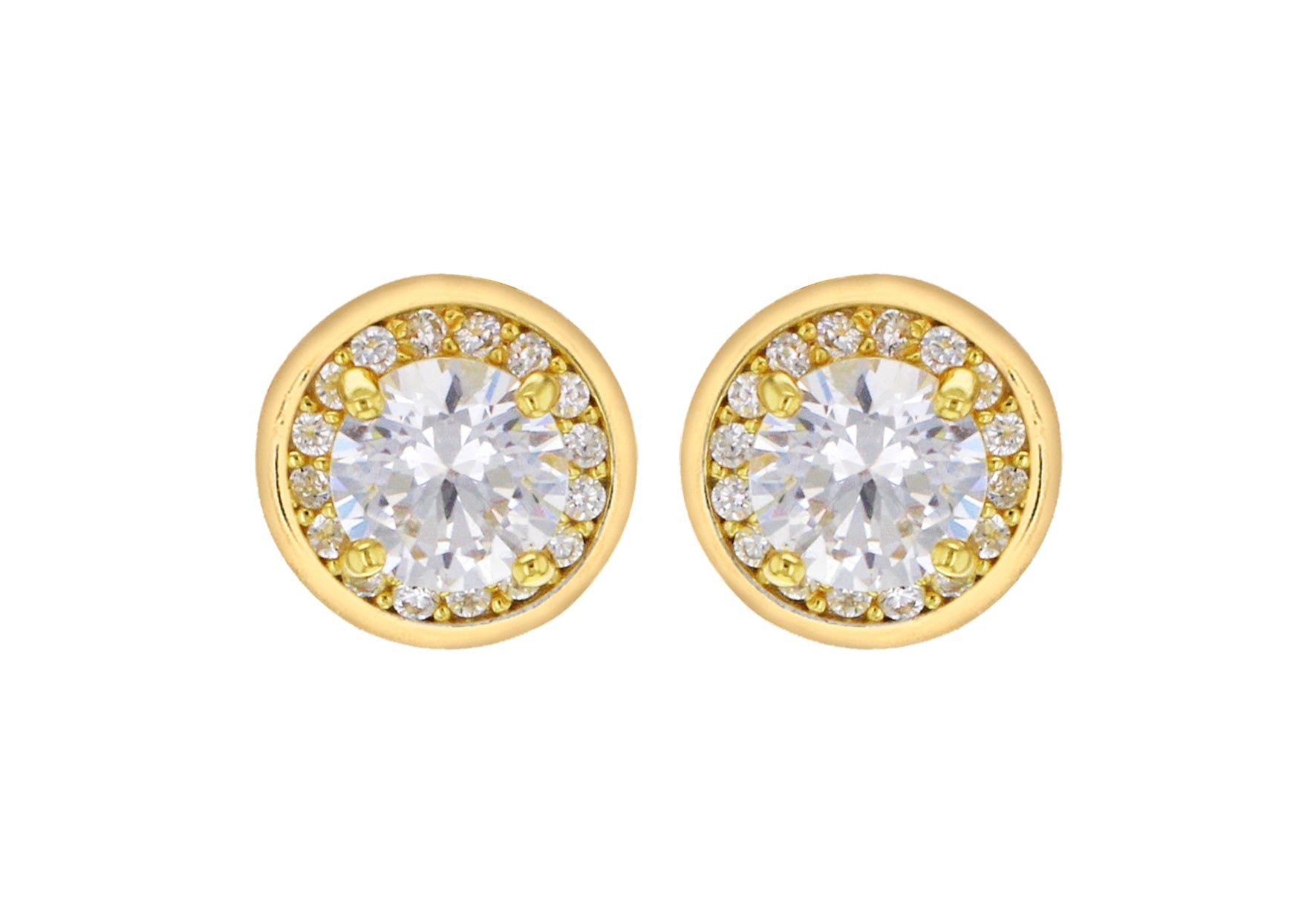 Gold Plated Sterling Silver Zirconia Halo Earrings