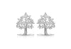 Sterling Silver Rhodium Plated Zirconia  'Tree of Life' Earrings