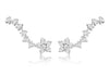 Sterling Silver Rhodium Plated Zirconia Flower Comet Crawler Earrings