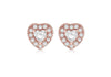 Sterling Silver Rose Gold Plated Zirconia  6.3mm x 6.2mm Heart Stud Earrings
