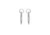 Sterling Silver Rhodium Plated Zirconia  6.7mm x 21.4mm Oval & Circle Drop Earrings