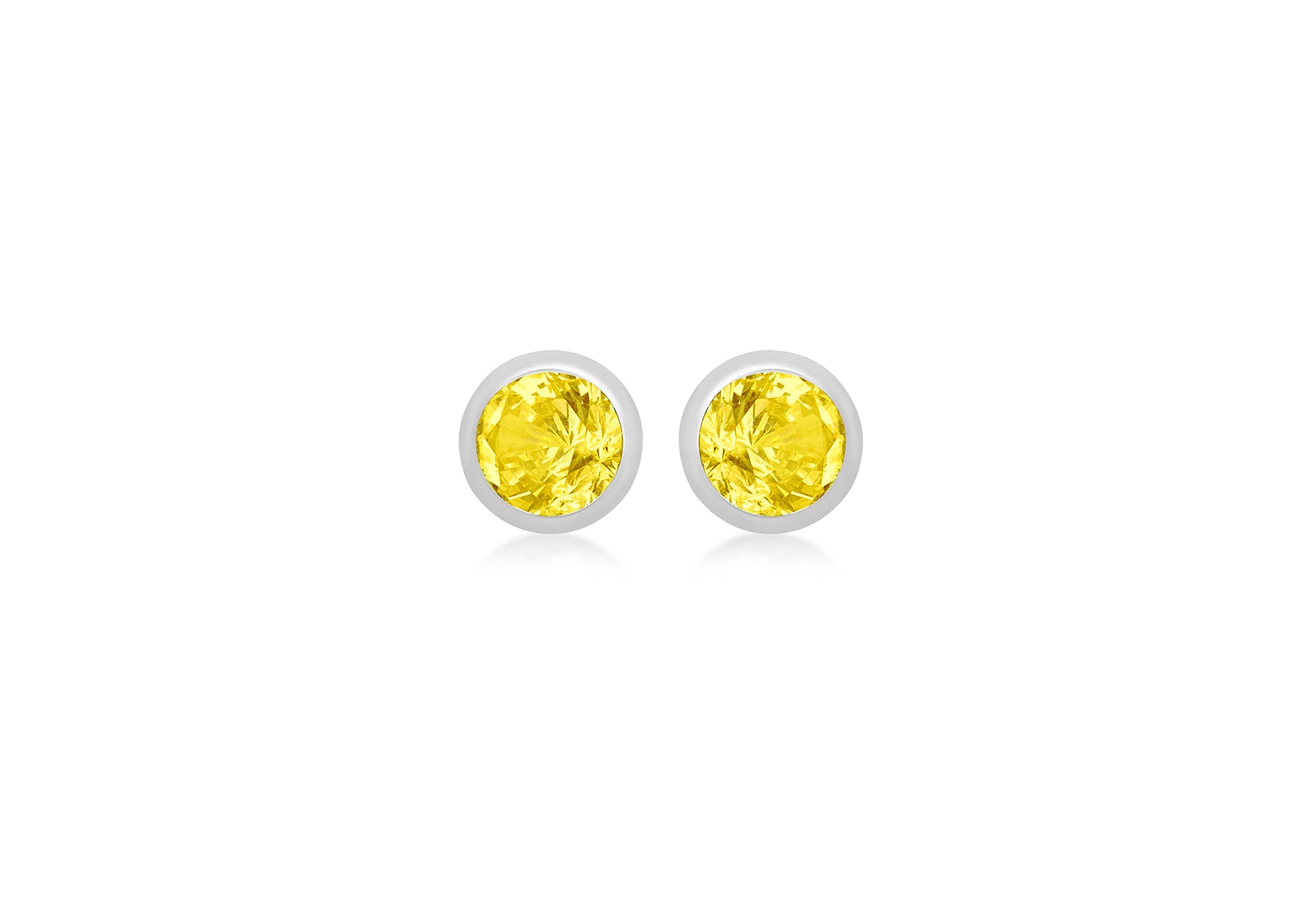 Sterling Silver Yellow Zirconia November Birthstone Stud Earrings