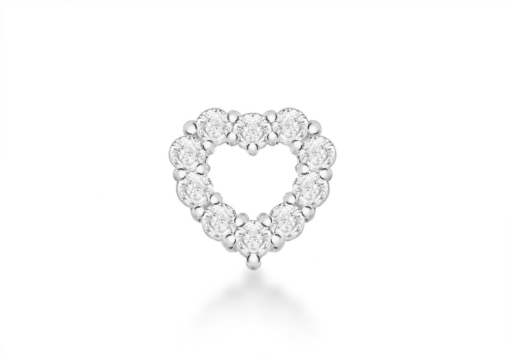 Sterling Silver Zirconia  Heart Slider Pendant