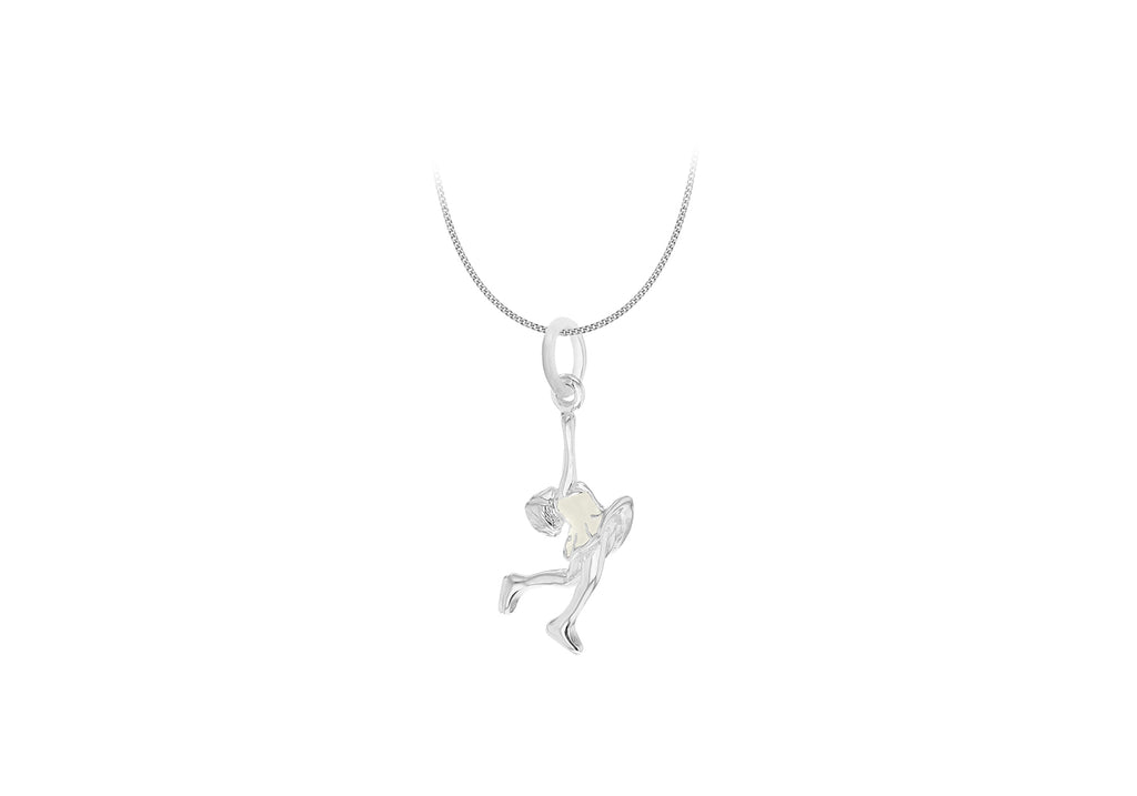 Sterling Silver White Enamel Layback Spin Pendant