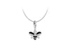 Sterling Silver Black Enamel Bee Lobster-Clasp Charm Pendant 