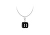Sterling Silver Black and White Crystal 10mm x 19.4mm Die Pendant