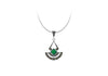 Sterling Silver Marcasite and Green Agate Pendant