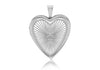 Sterling Silver Rhodium Plated Diamond Cut 19.5mm Heart Locket Pendant