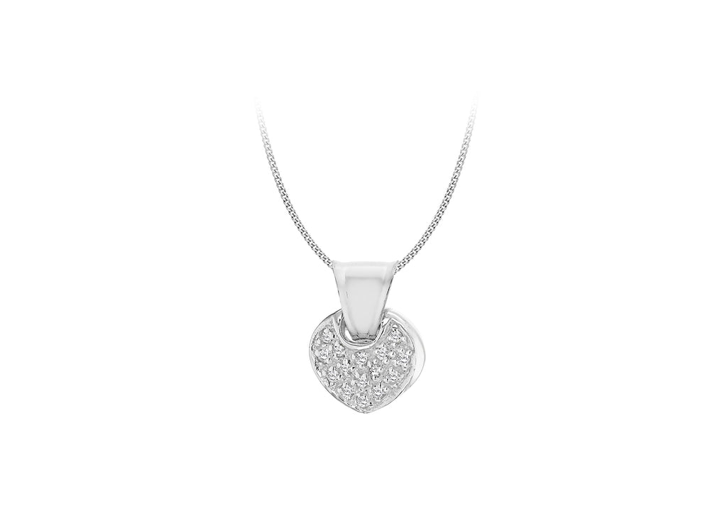 SILVER Zirconia  PAVA HEART Pendant