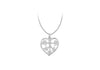 Sterling Silver Leaf Detail Heart Pendant