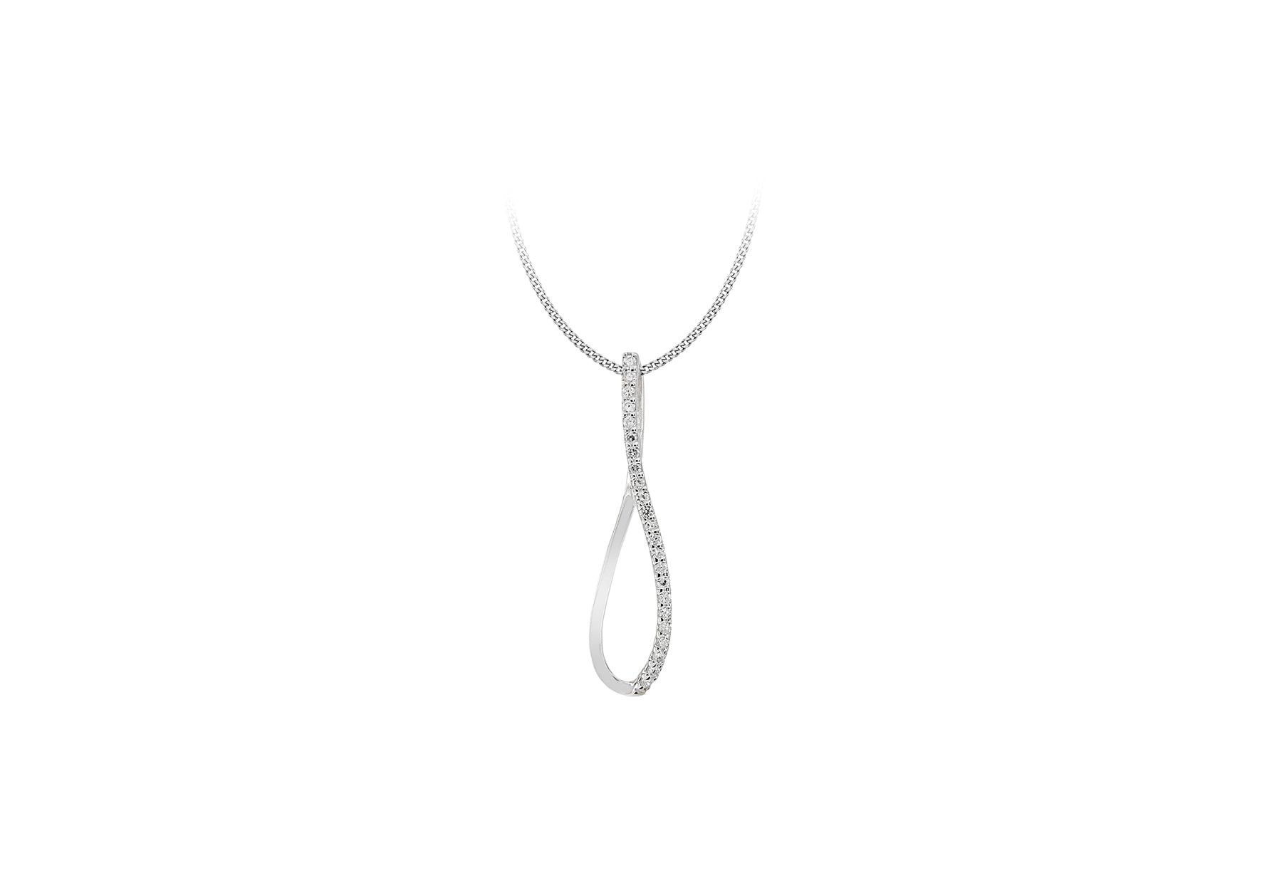 Sterling Silver Zirconia  Twist Teardrop Pendant