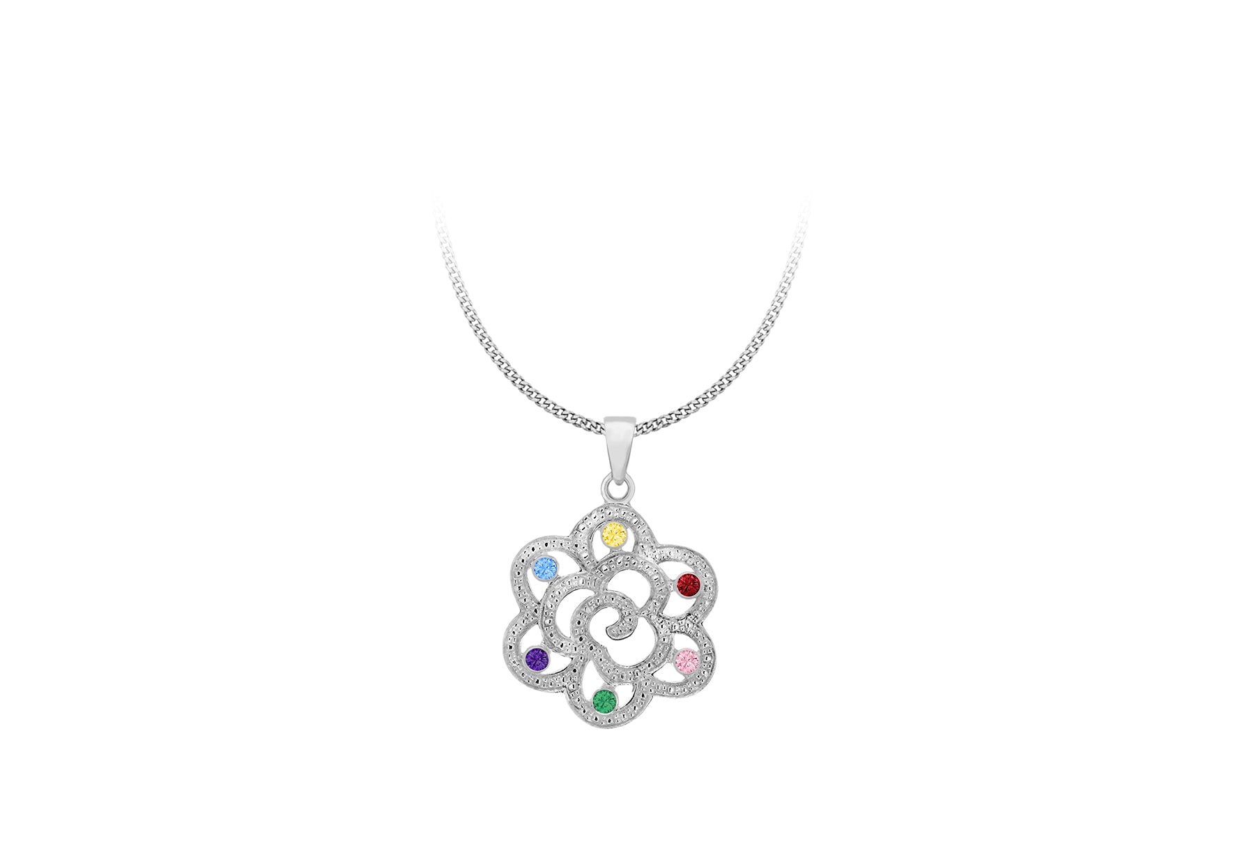 SILVER SWIRL +Zirconia  Pendant
