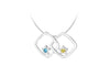 Sterling Silver Double Square Stone Set Slider Pendant