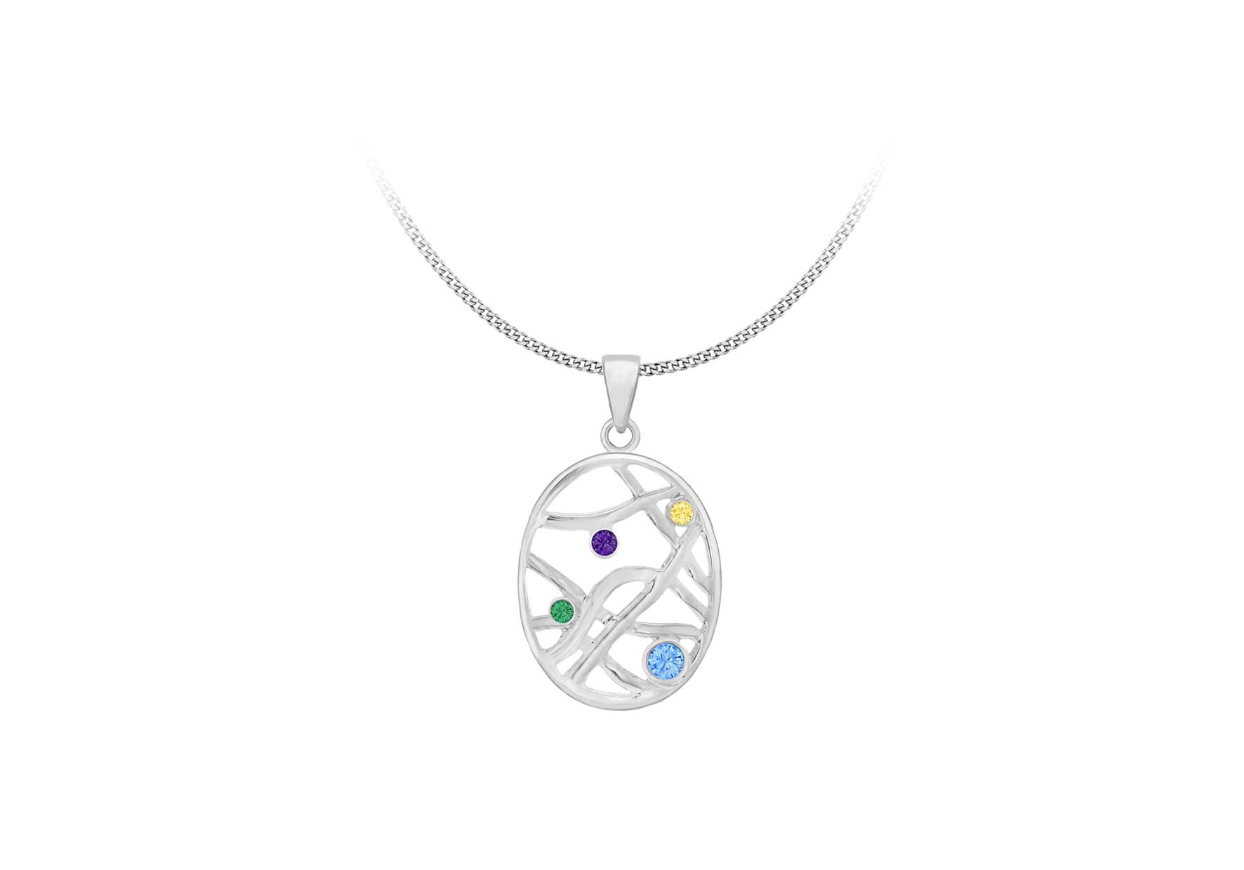 SILVER ROUND+Zirconia  DROP Pendant