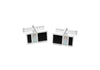 Sterling Silver 10.2mm x 18.8mm Onyx and Mother of Pearl Retangle Cufflinks