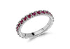 Sterling Silver Rhodium Plated Amethyst Crystal 3mm Band Stacking Ring