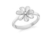 Sterling Silver Rhodium Plated Flower Stacking Ring