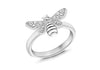 Sterling Silver Rhodium Plated Oxidised  Zirconia  Bee Stacking Ring
