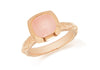 Sterling Silver Rose Gold Plated Square Pink Opaque Crystal  Patterned Stacking Ring