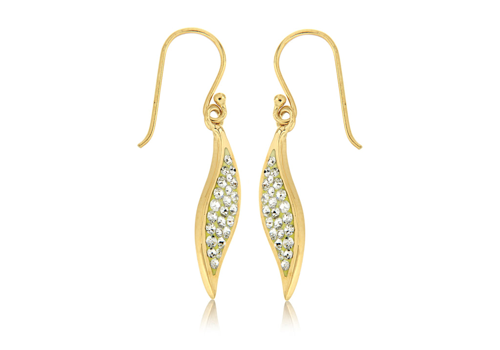 Sterling Silver Gold Plated Crystal Set Wave Earrings
