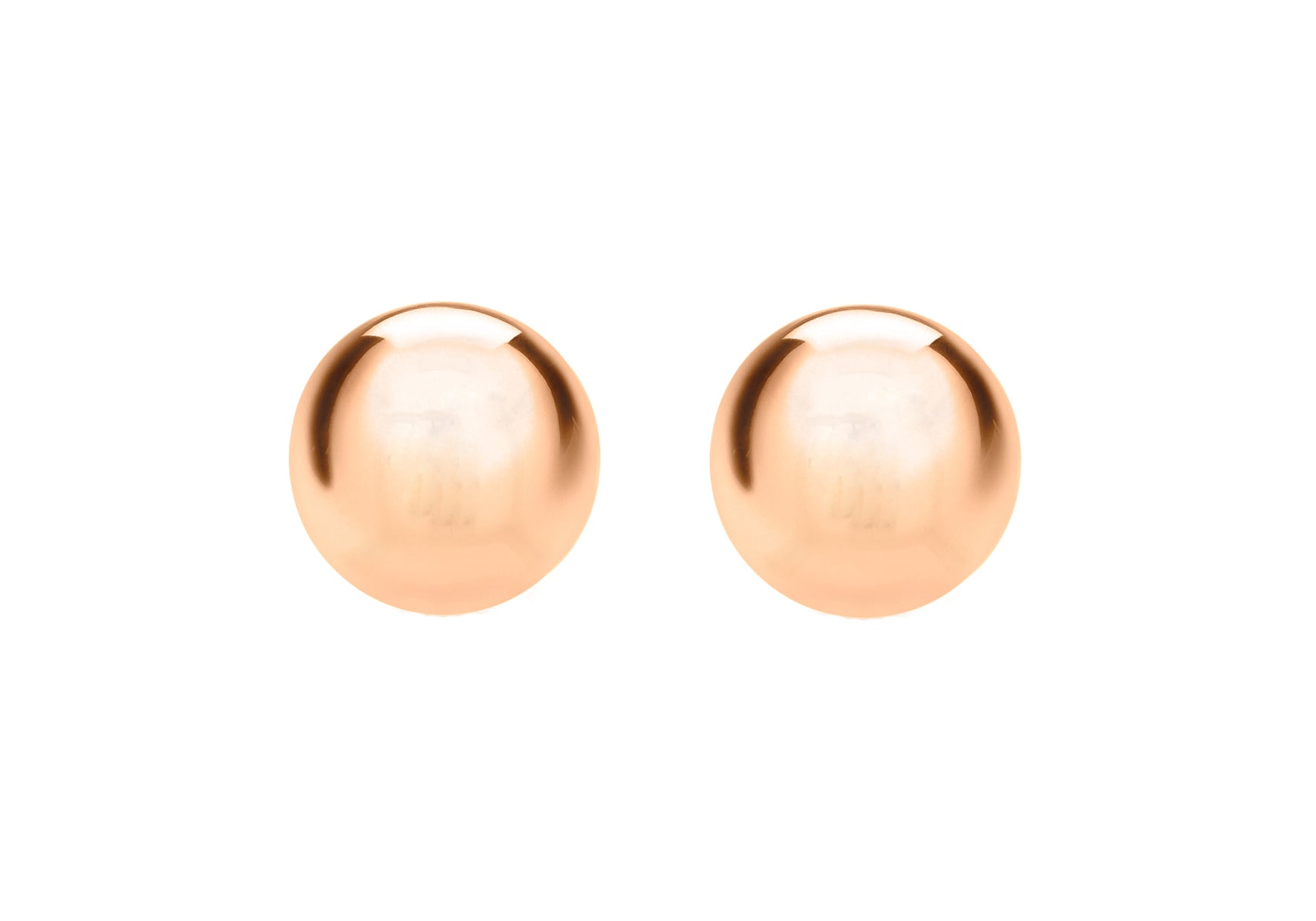 Sterling Silver Rose Gold Plated 10mm Ball Stud Earrings