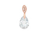 Sterling Silver Rose Gold Plated Zirconia  Faet Teardrop Pendant