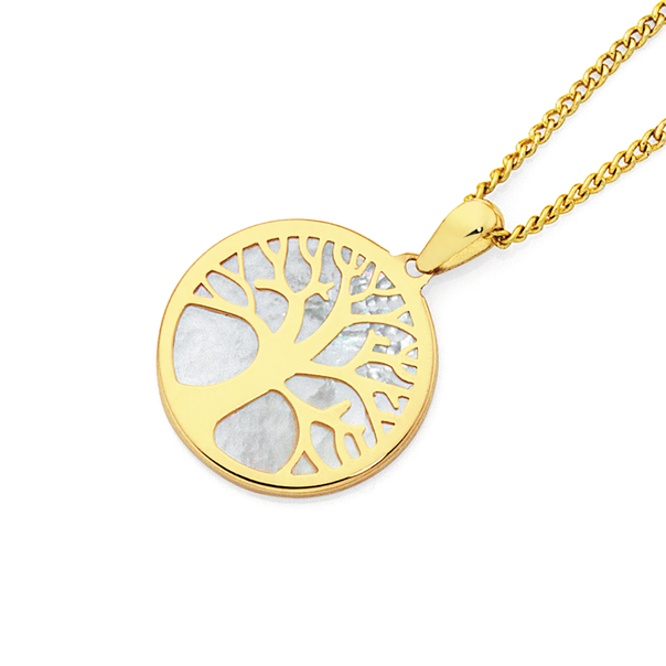 9ct Yellow Gold Mother of Pearl Harmony Tree Pendant