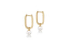 9ct Gold Freshwater Pearl Drop Elongated Huggie Hoop Earrings