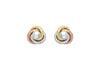 9ct 3-Colour Gold 9mm Diamond Cut Knot and Pearl Stud Earrings