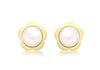 9ct Yellow Gold 11mm Flower and Pearl Stud Earrings