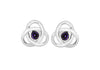 Sterling Silver 11mm Amethyst Zirconia  Knot Stud Earrings
